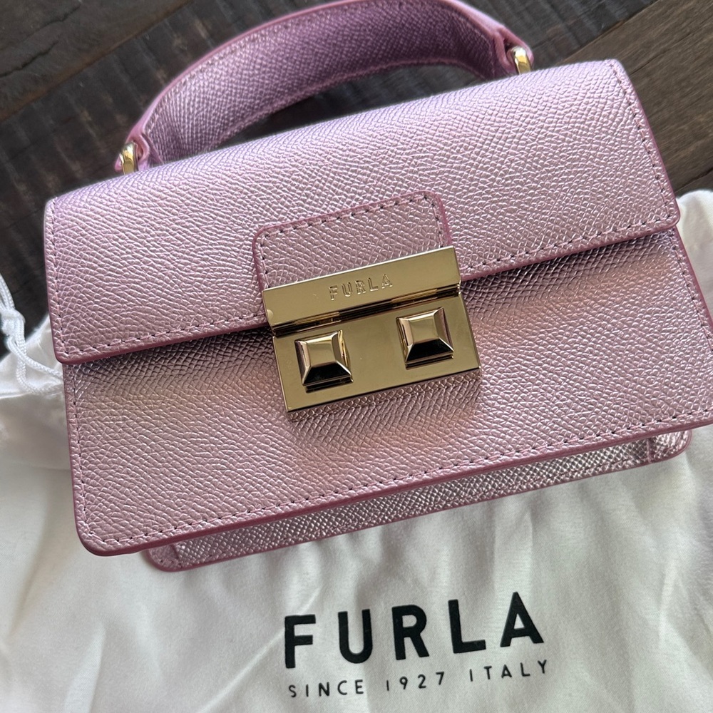 Furla Metallic Pink Mini Bag with Gold Accents